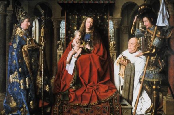 Jan van Eyck 'Virgin and Child with Canon van der Paele' (1434 - 36)